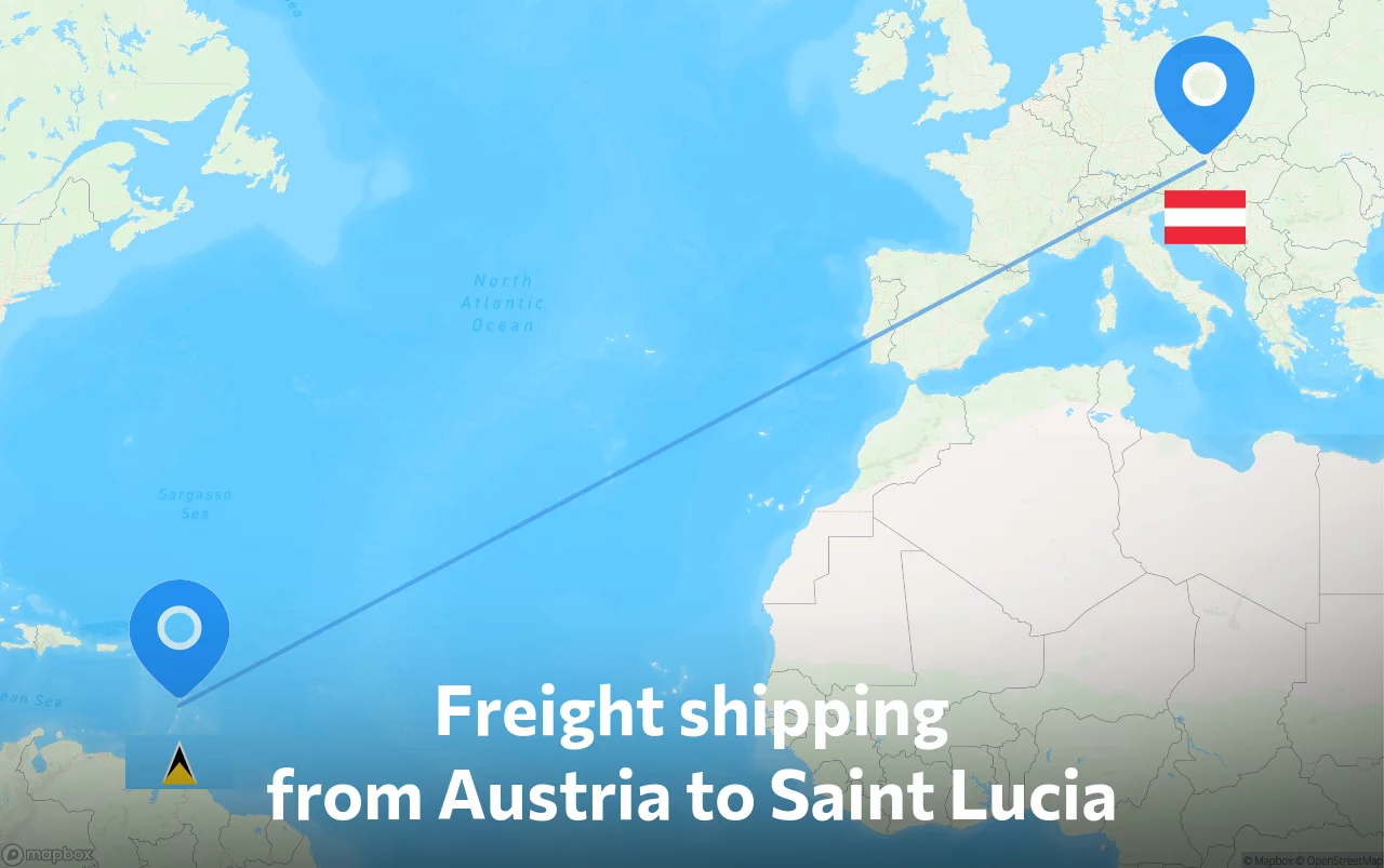 Shipping route from Austria to Saint Lucia