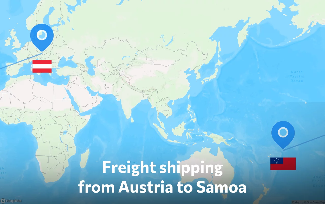 Shipping route from Austria to Samoa