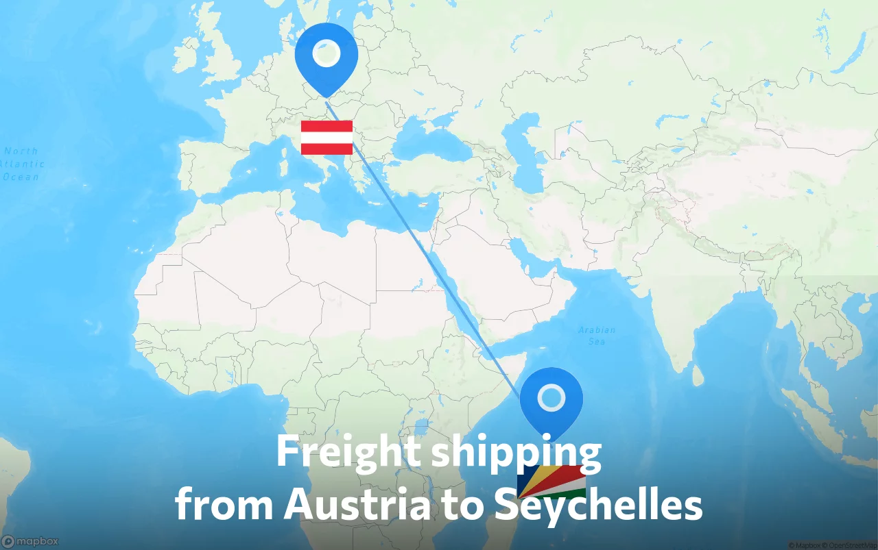 Shipping route from Austria to Seychelles