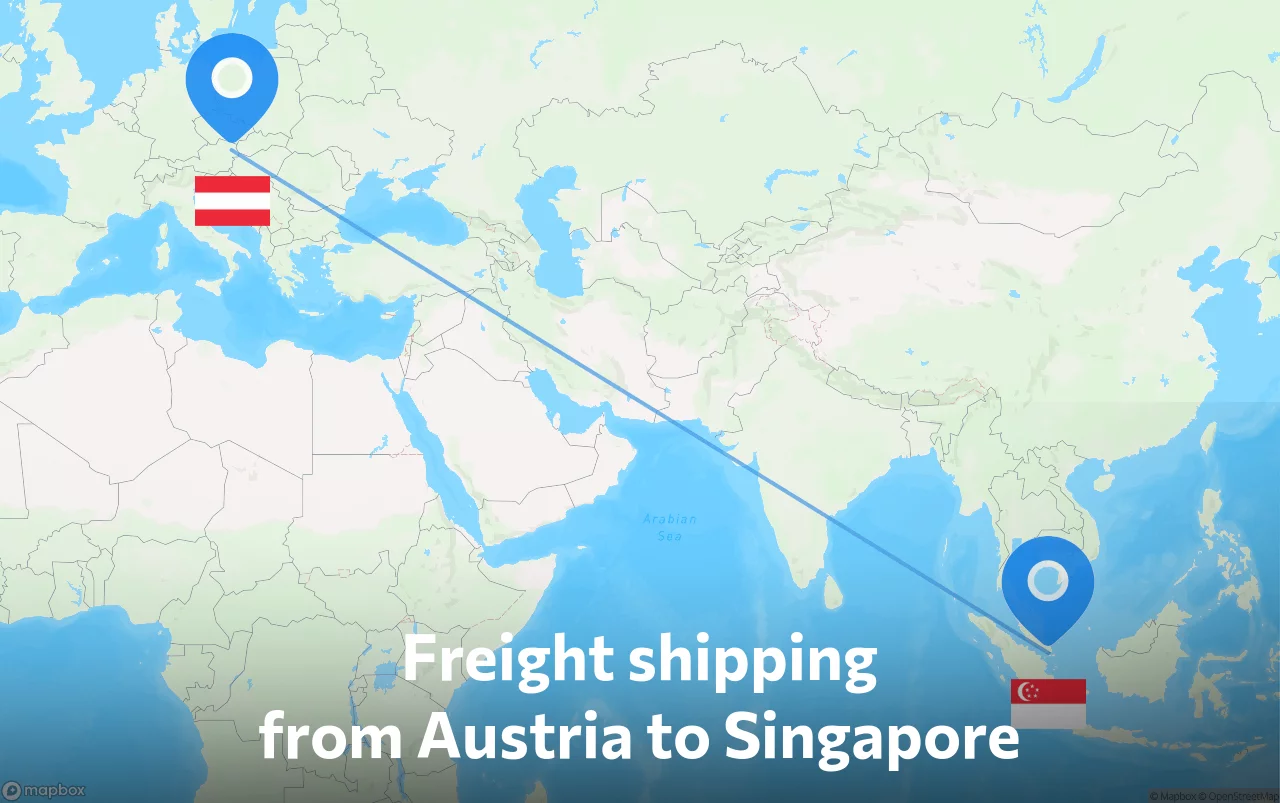 Shipping route from Austria to Singapore