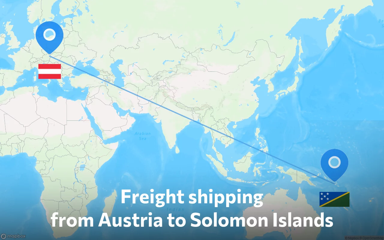 Shipping route from Austria to Solomon Islands