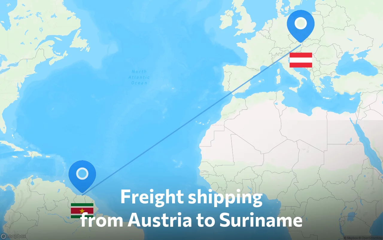 Shipping route from Austria to Suriname