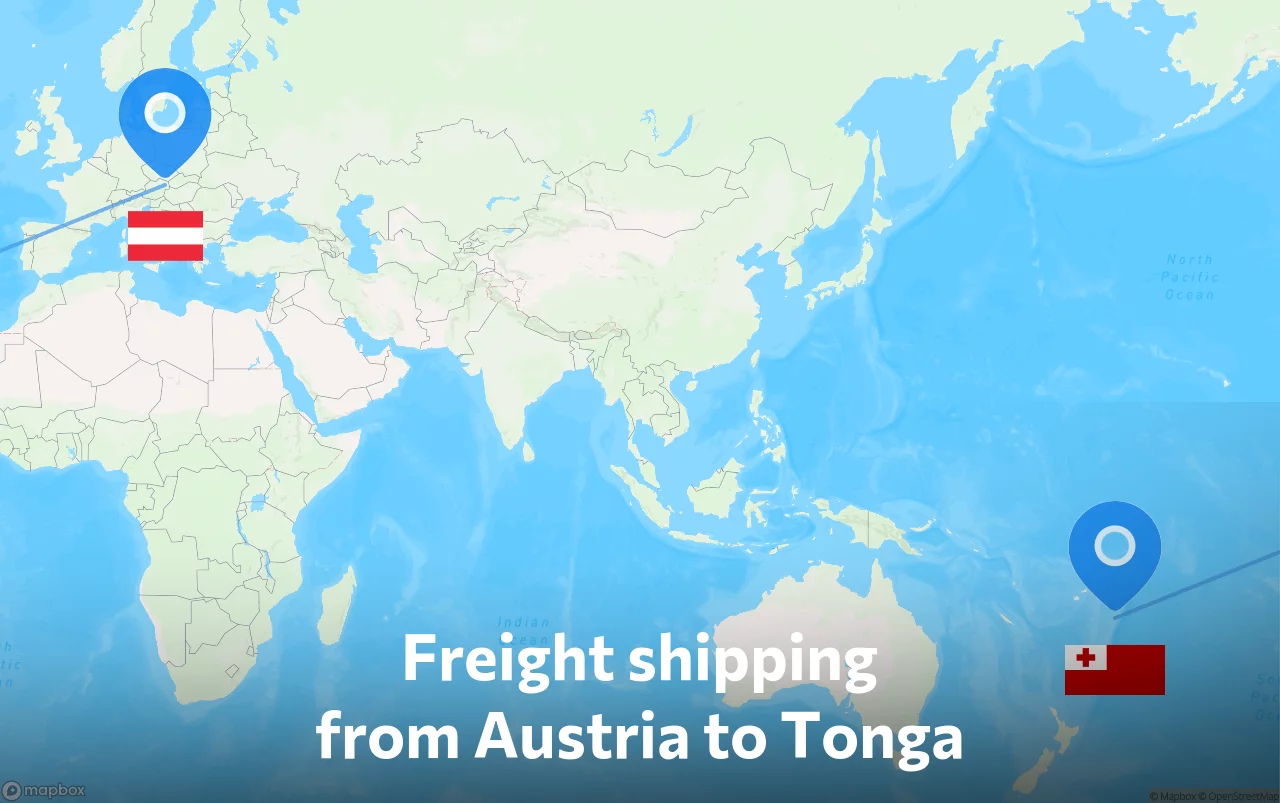 Shipping route from Austria to Tonga