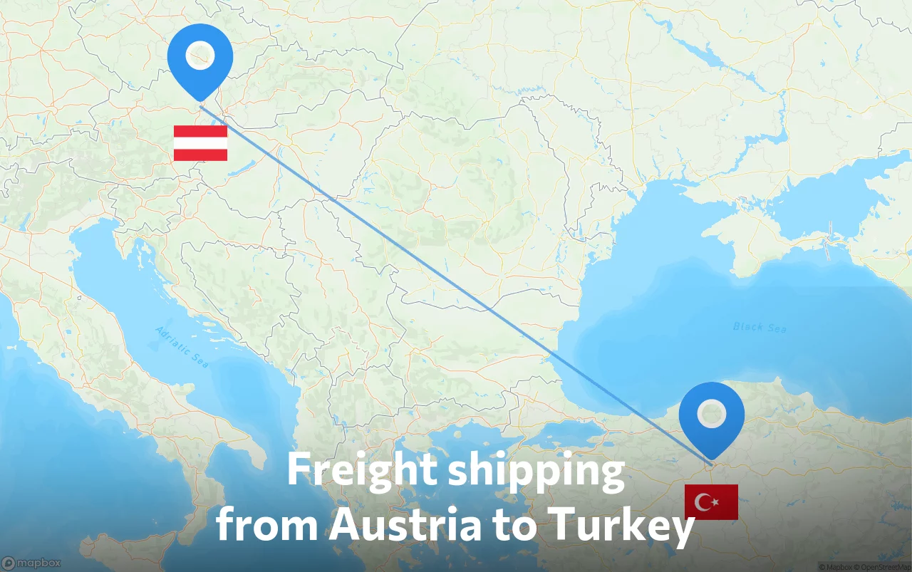 Shipping route from Austria to Turkey