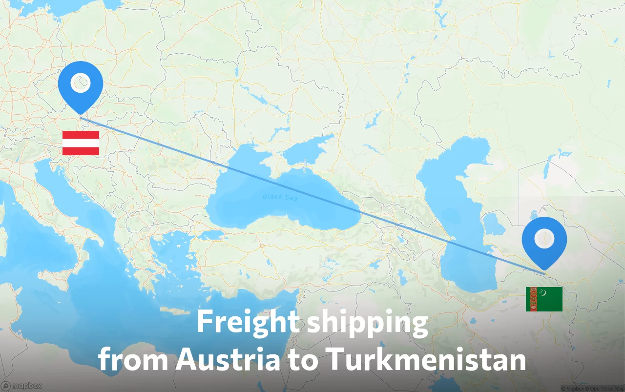 Shipping route from Austria to Turkmenistan