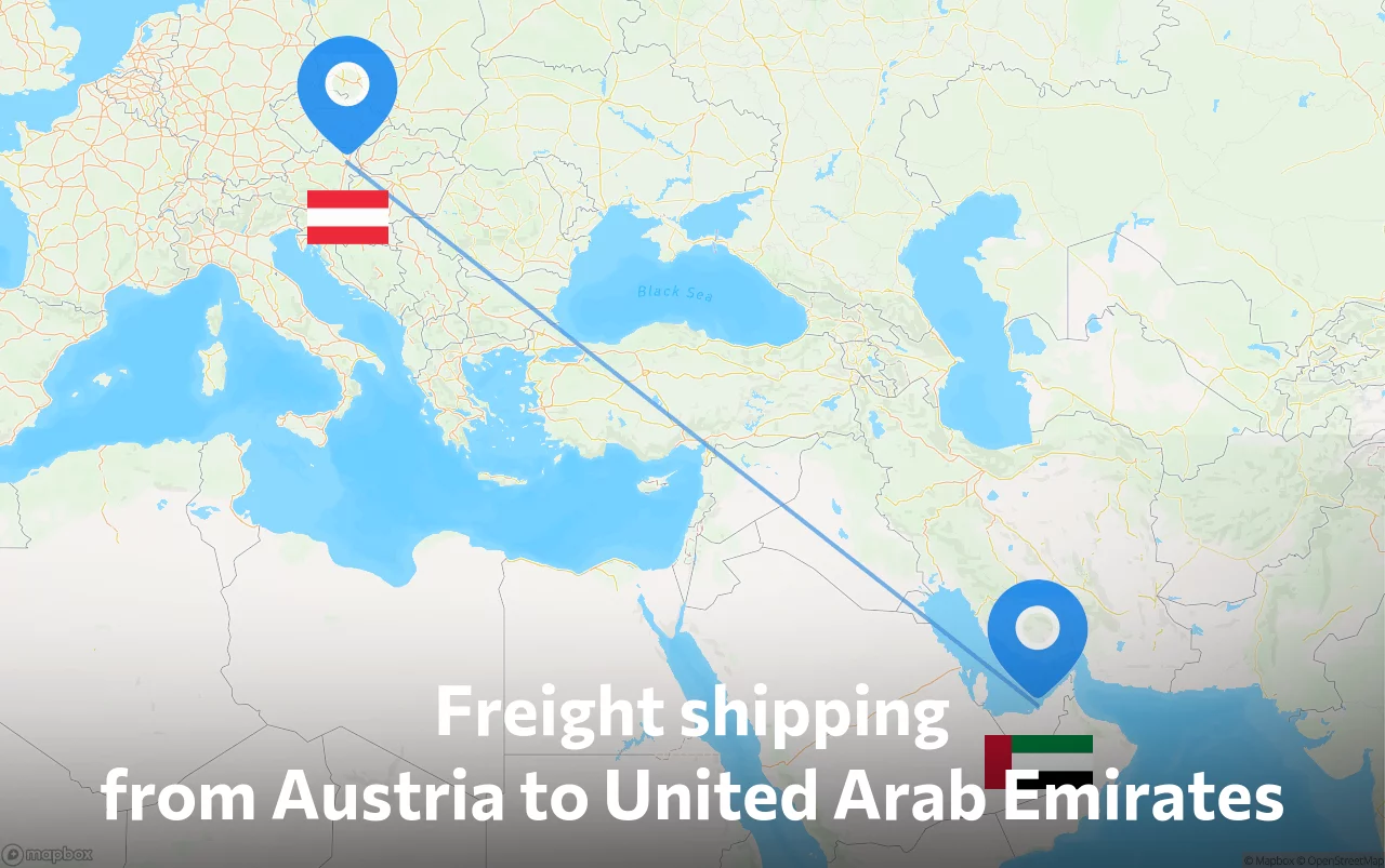 Shipping route from Austria to United Arab Emirates