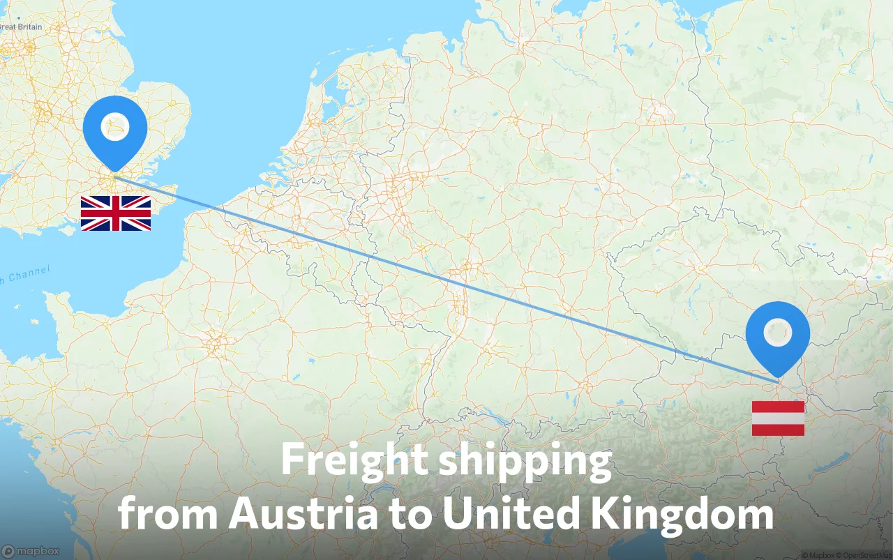 Shipping route from Austria to United Kingdom