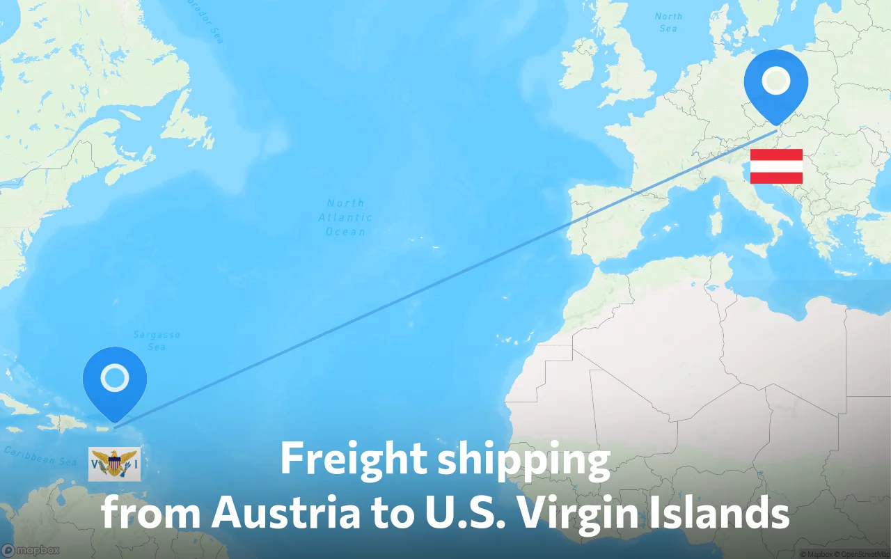 Shipping route from Austria to U.S. Virgin Islands