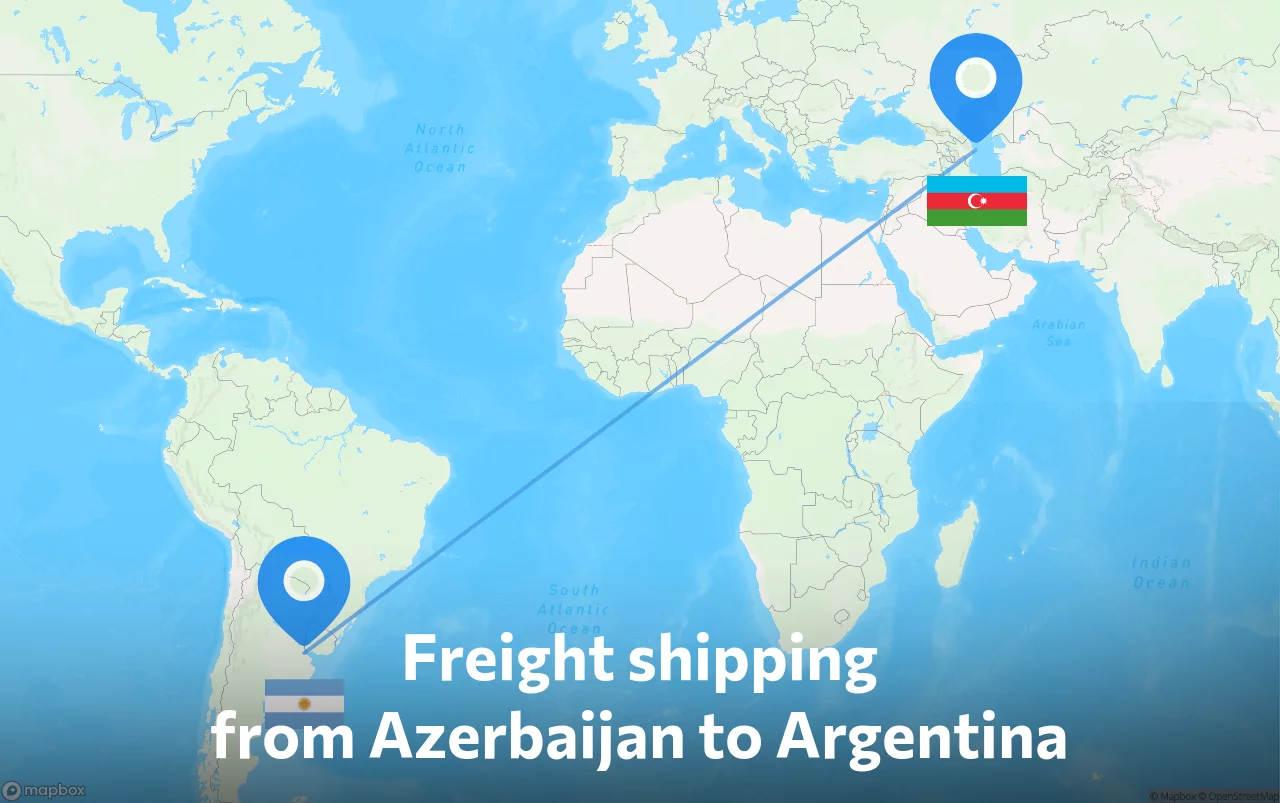 Shipping route from Azerbaijan to Argentina