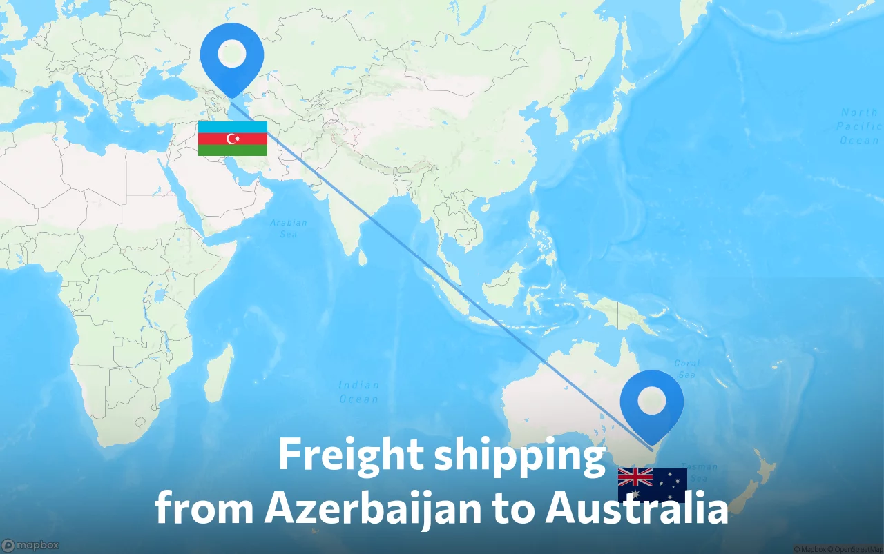 Shipping route from Azerbaijan to Australia