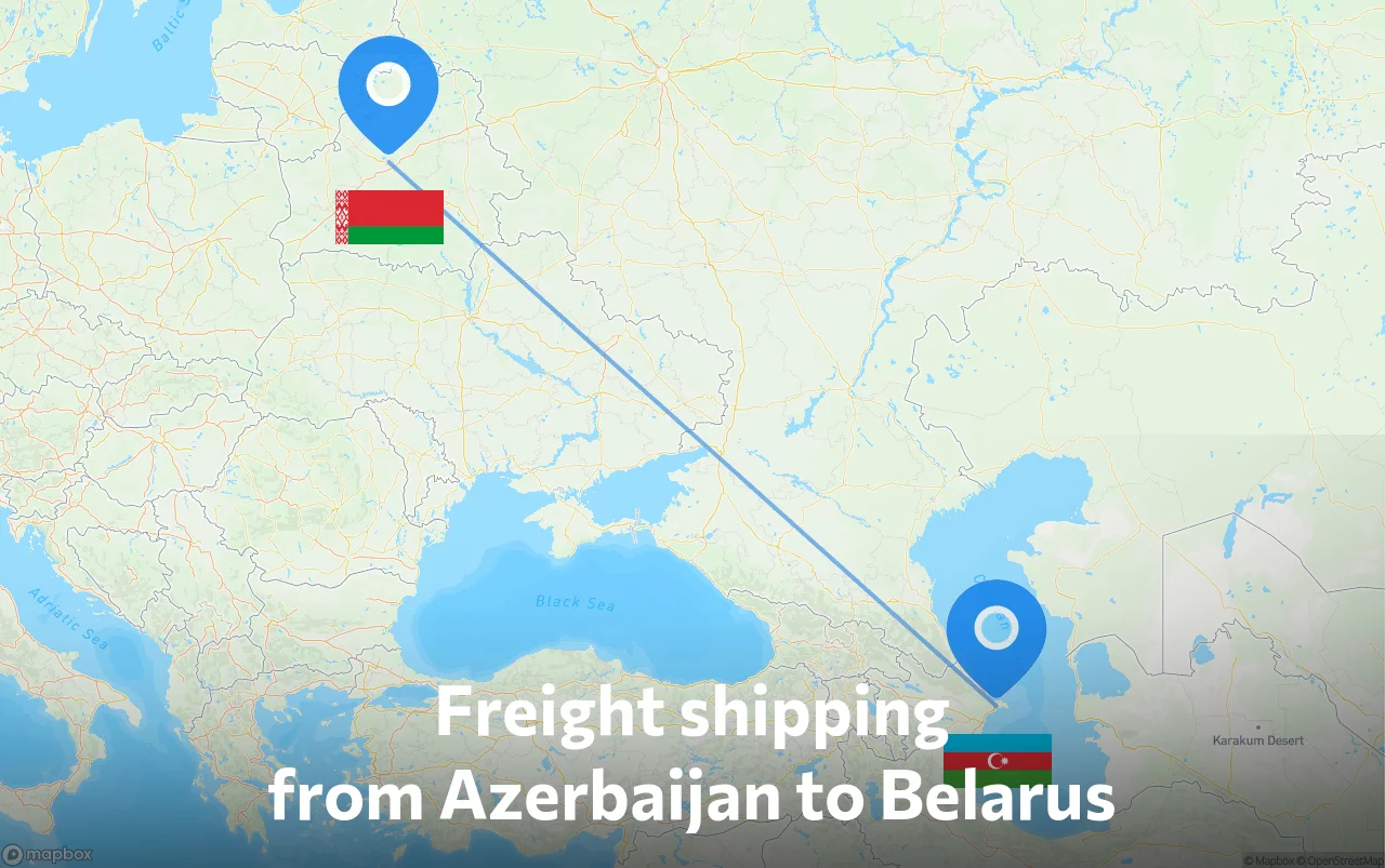 Shipping route from Azerbaijan to Belarus