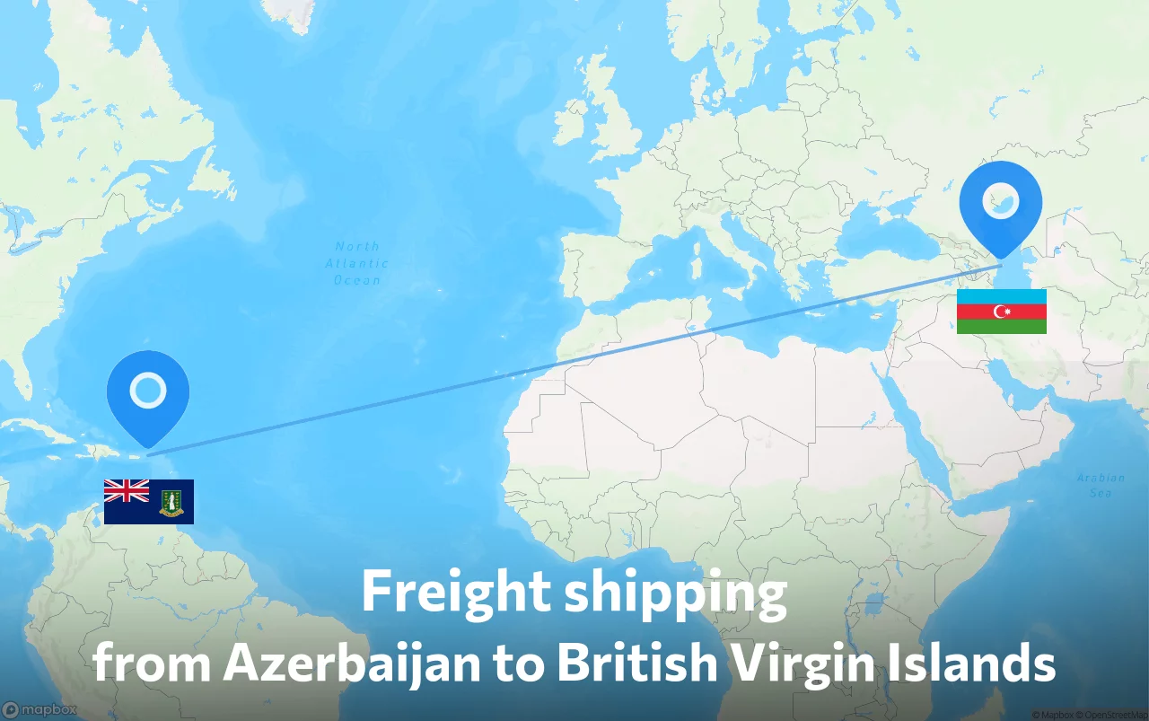 Shipping route from Azerbaijan to British Virgin Islands