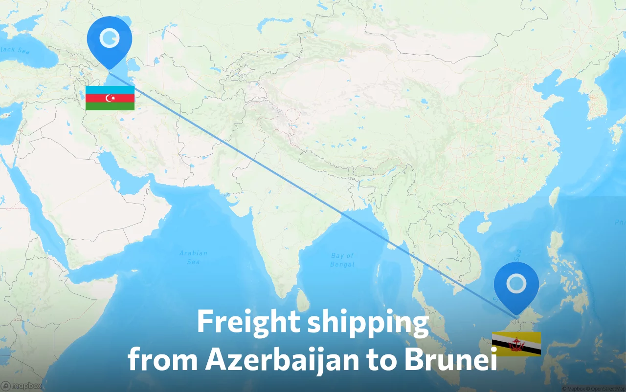 Shipping route from Azerbaijan to Brunei