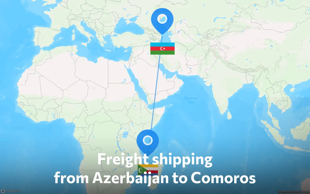 Shipping route from Azerbaijan to Comoros