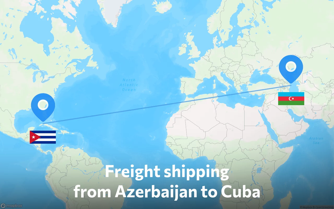 Shipping route from Azerbaijan to Cuba