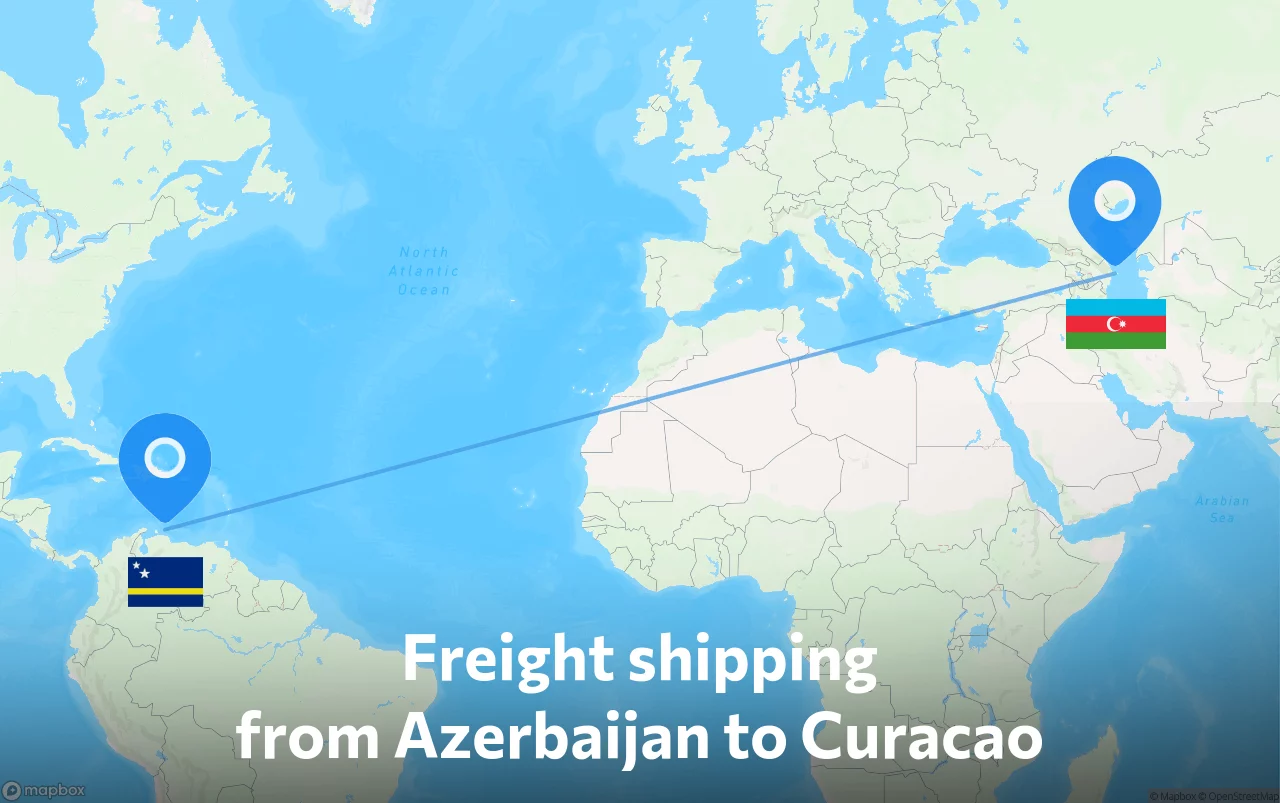 Shipping route from Azerbaijan to Curacao