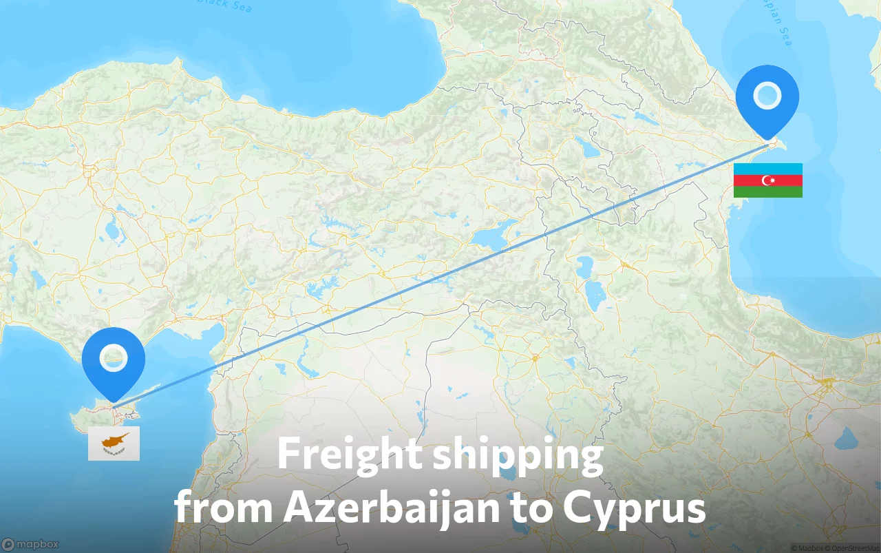 Shipping route from Azerbaijan to Cyprus