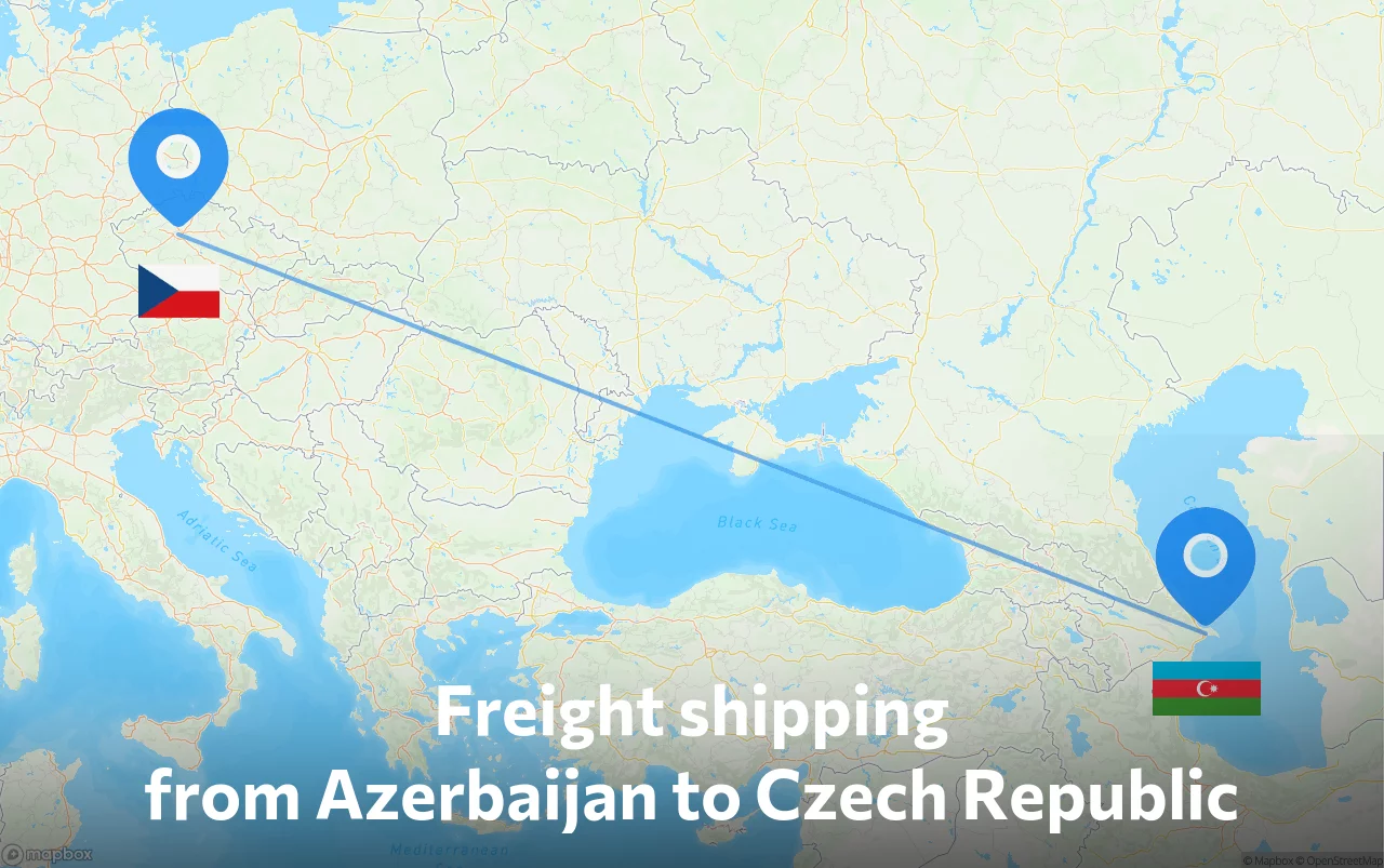 Shipping route from Azerbaijan to Czech Republic
