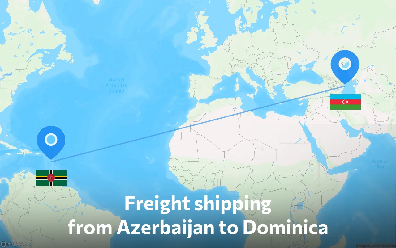 Shipping route from Azerbaijan to Dominica