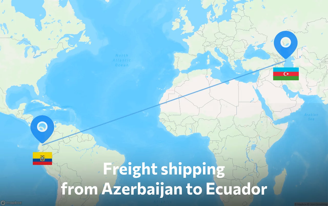 Shipping route from Azerbaijan to Ecuador