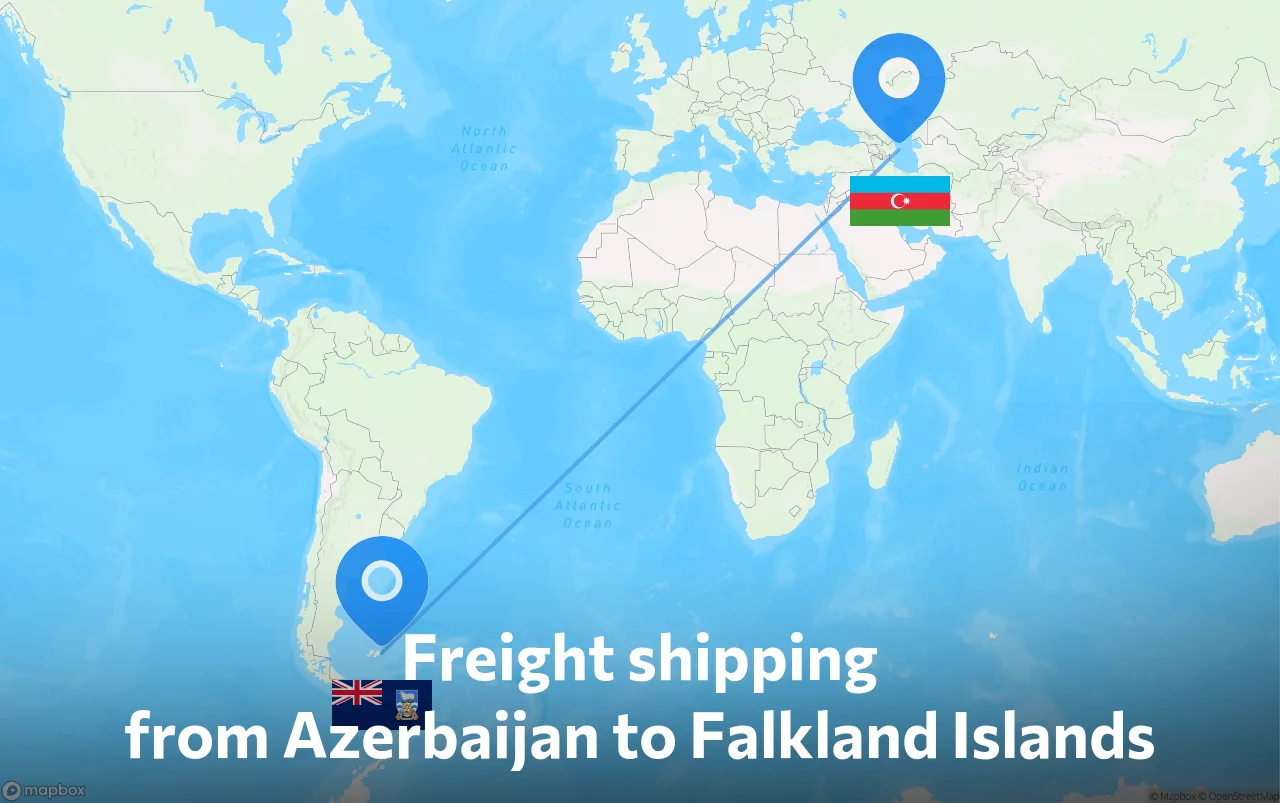 Shipping route from Azerbaijan to Falkland Islands