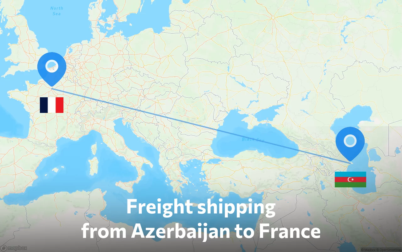 Shipping route from Azerbaijan to France