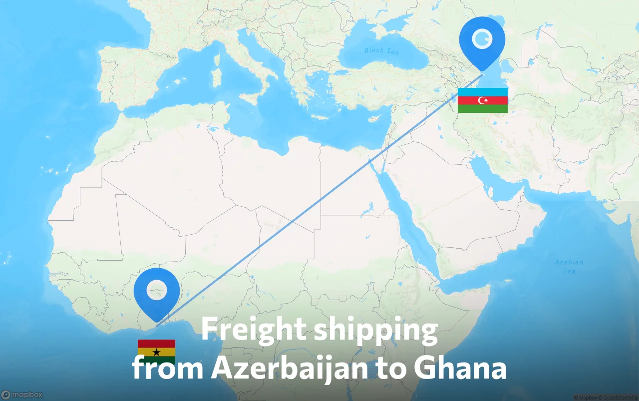 Shipping route from Azerbaijan to Ghana