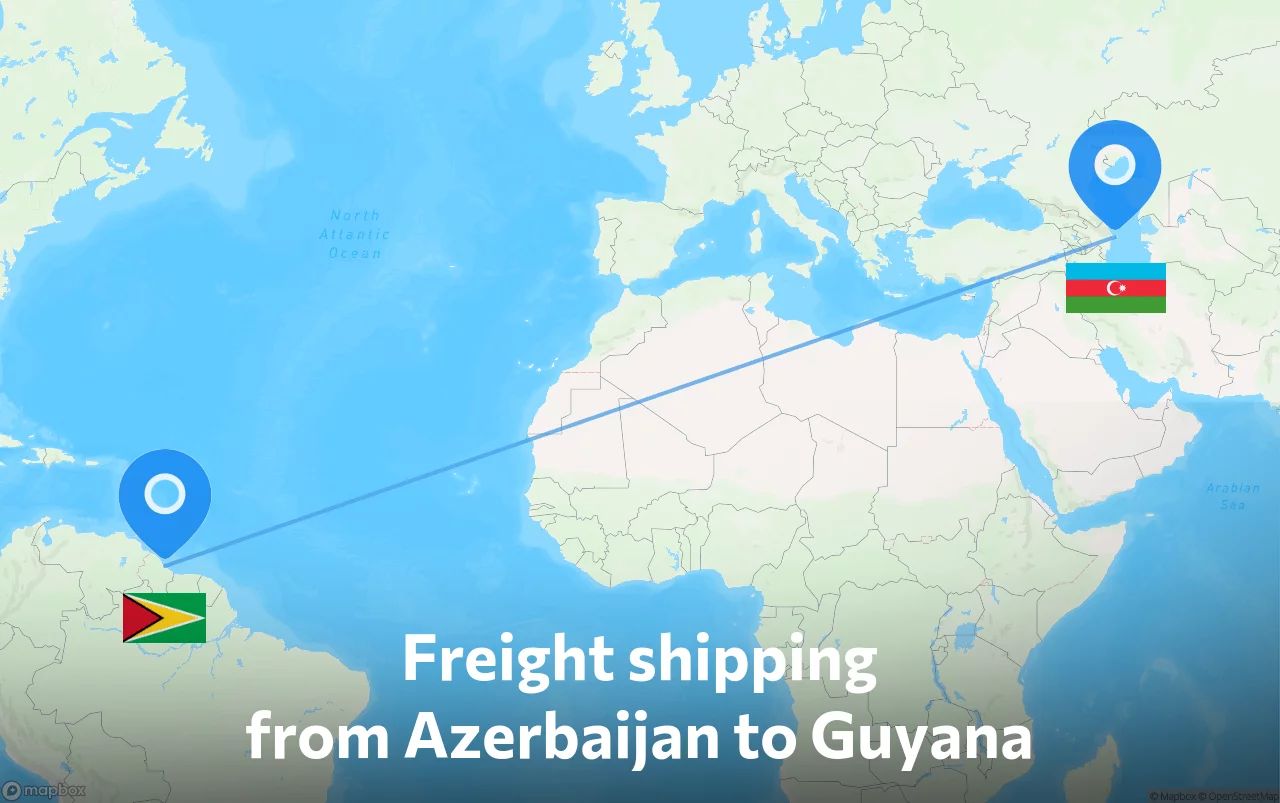 Shipping route from Azerbaijan to Guyana