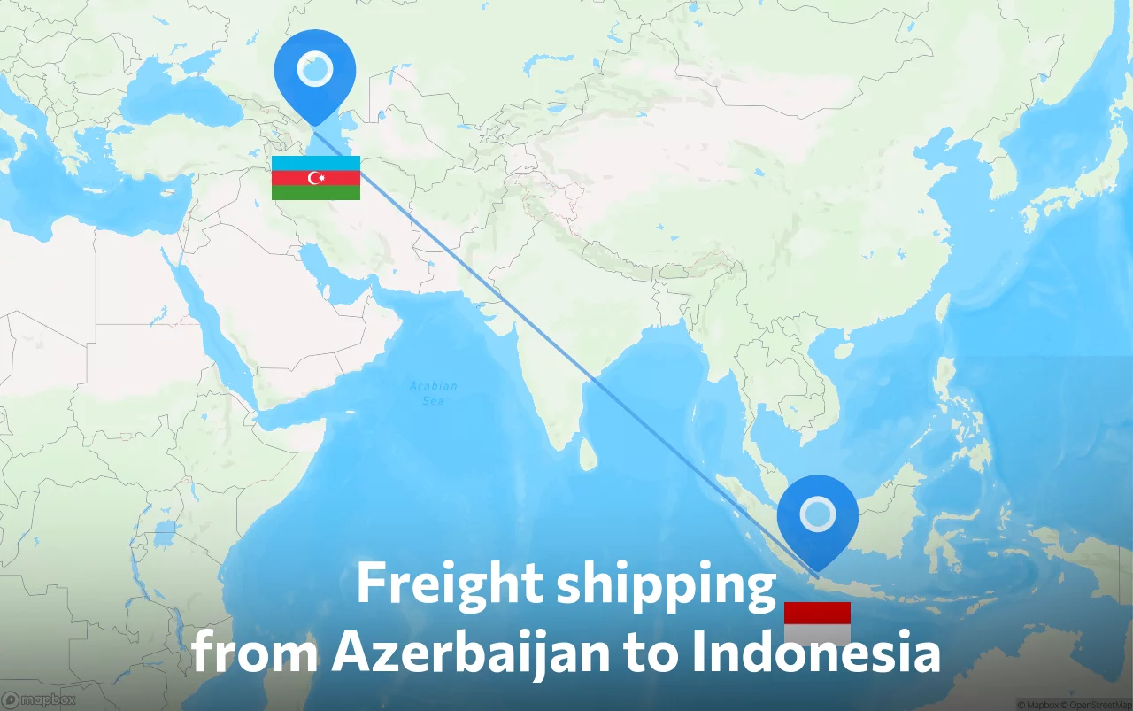 Shipping route from Azerbaijan to Indonesia