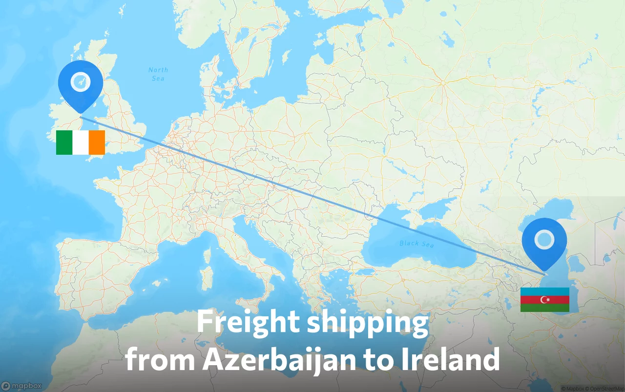 Shipping route from Azerbaijan to Ireland