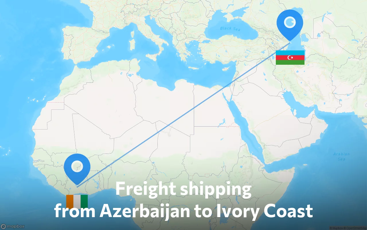 Shipping route from Azerbaijan to Ivory Coast