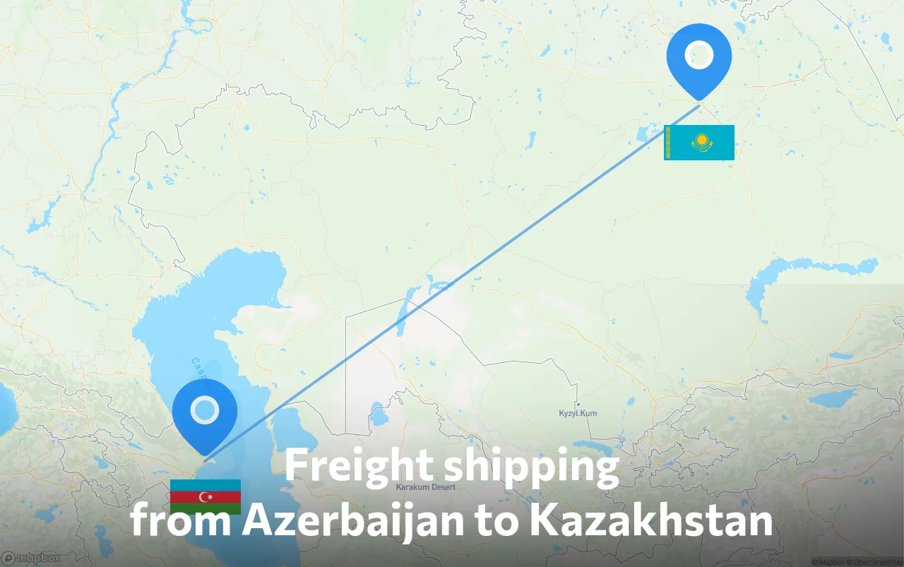 Shipping route from Azerbaijan to Kazakhstan