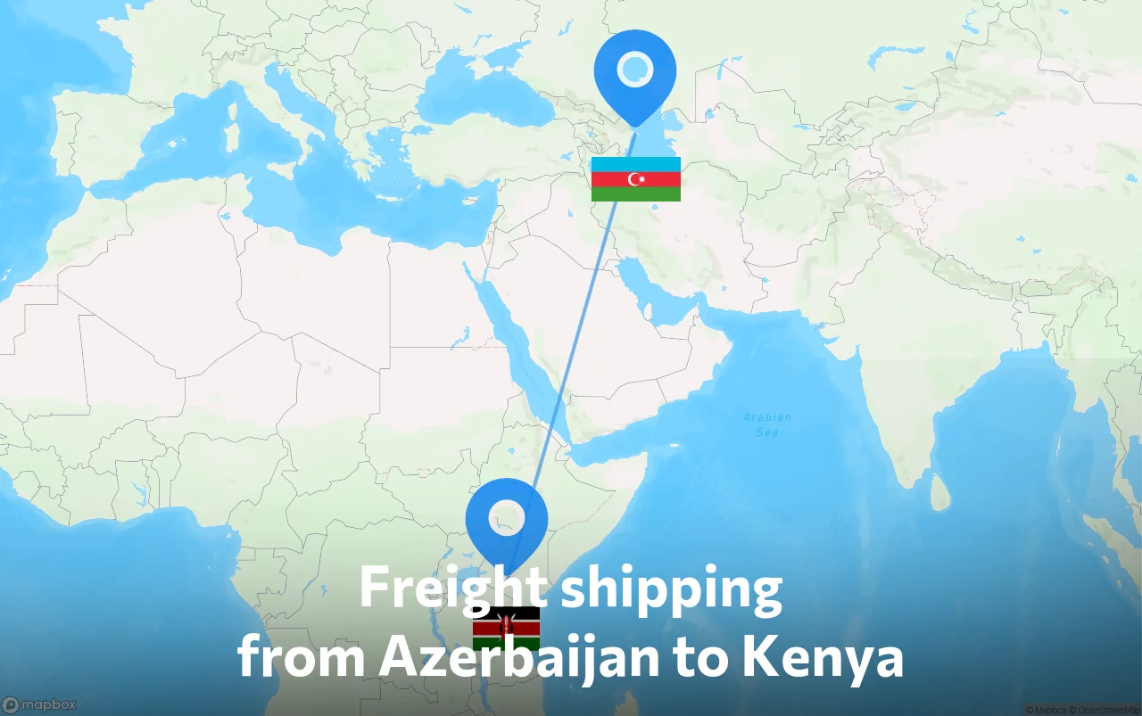 Shipping route from Azerbaijan to Kenya