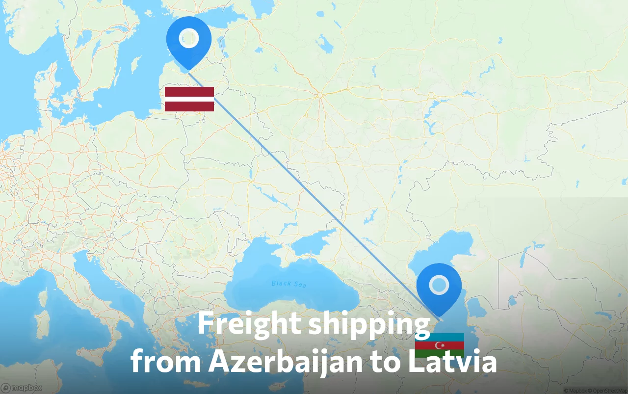 Shipping route from Azerbaijan to Latvia
