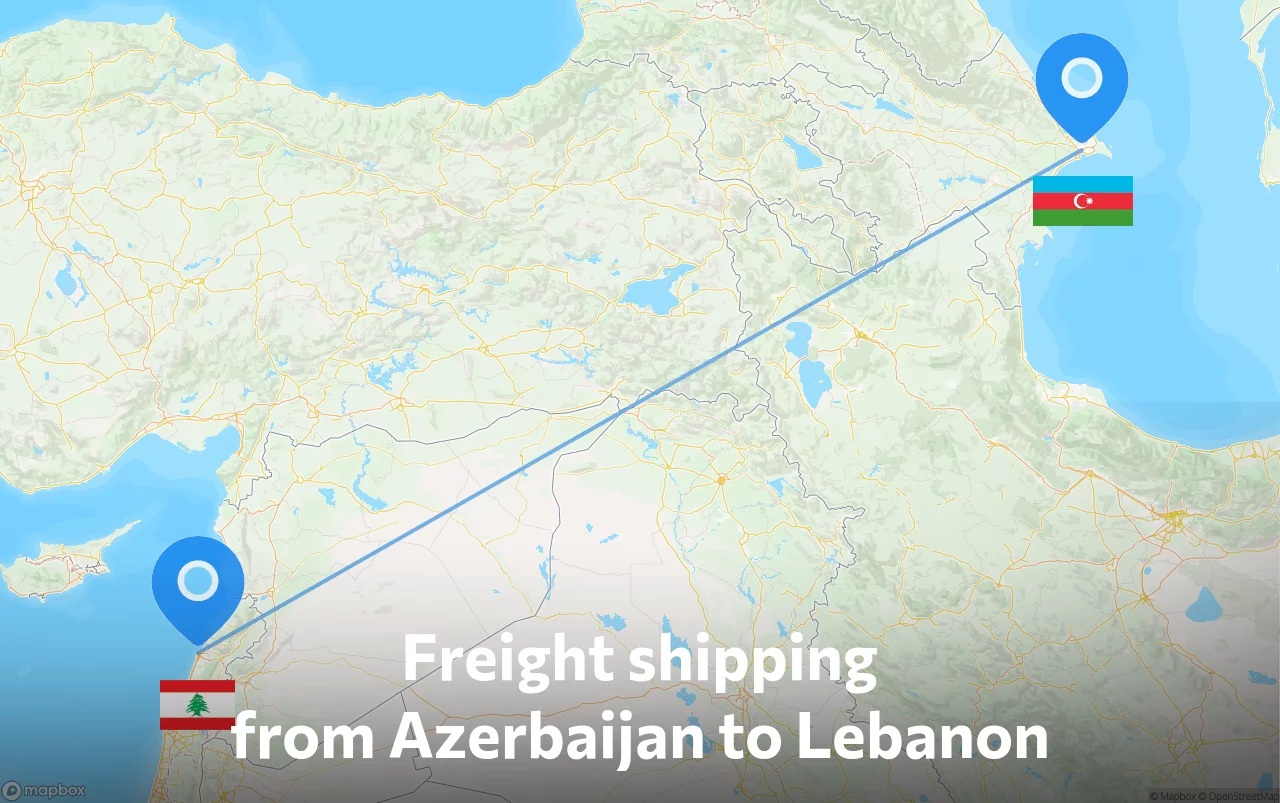 Shipping route from Azerbaijan to Lebanon