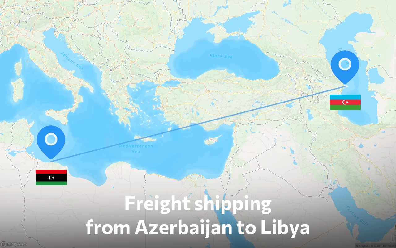 Shipping route from Azerbaijan to Libya