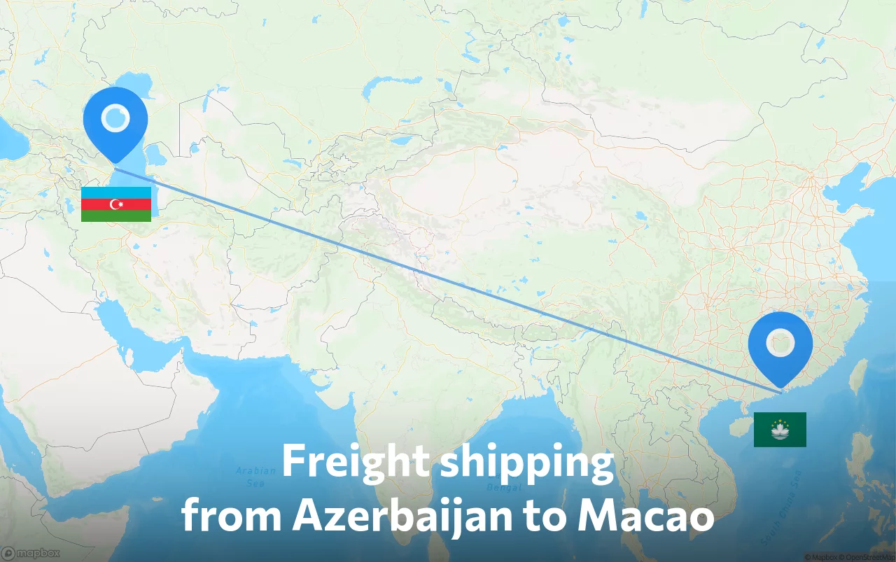 Shipping route from Azerbaijan to Macao