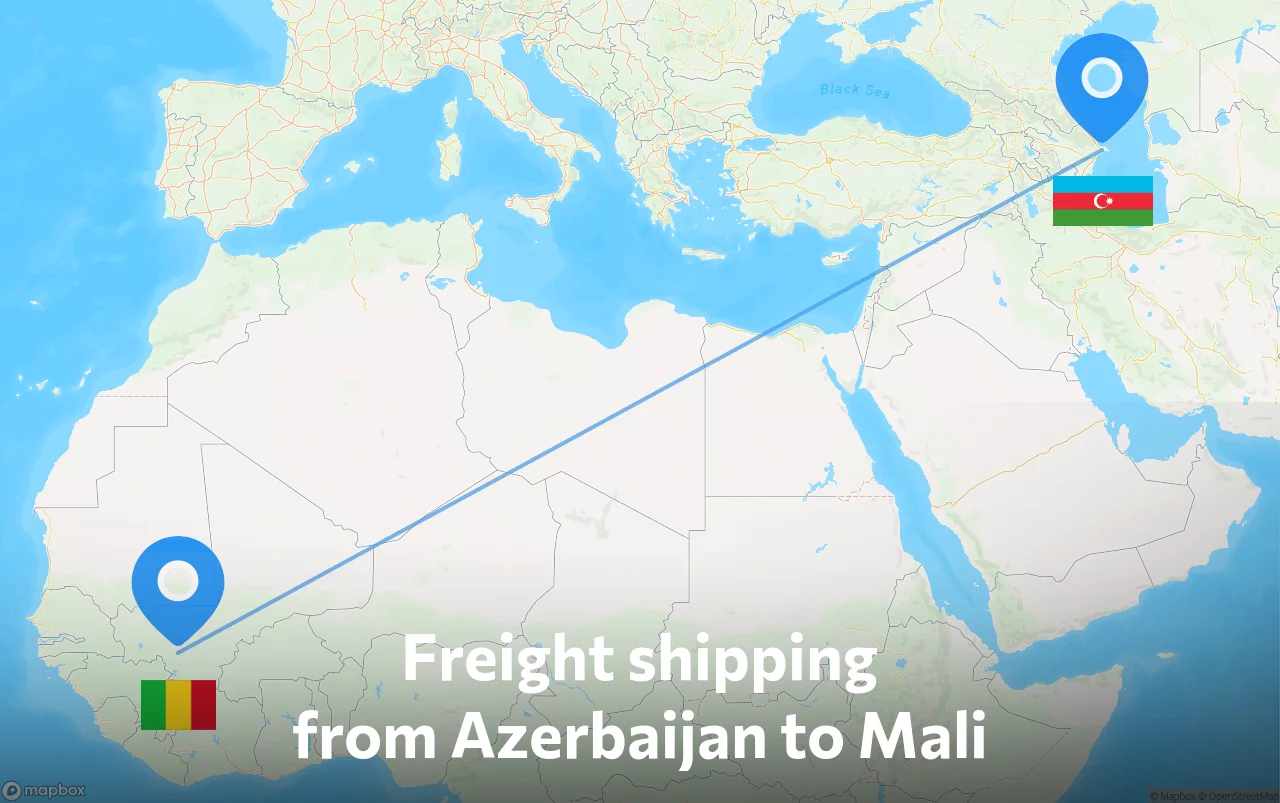 Shipping route from Azerbaijan to Mali
