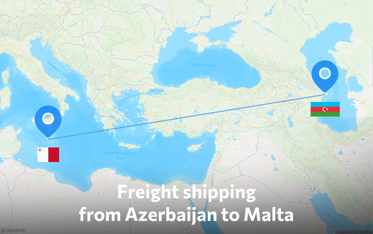Shipping route from Azerbaijan to Malta