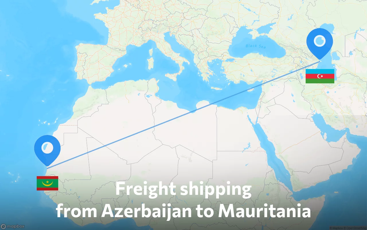 Shipping route from Azerbaijan to Mauritania
