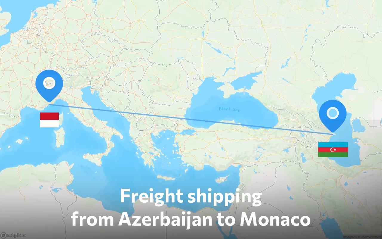 Shipping route from Azerbaijan to Monaco