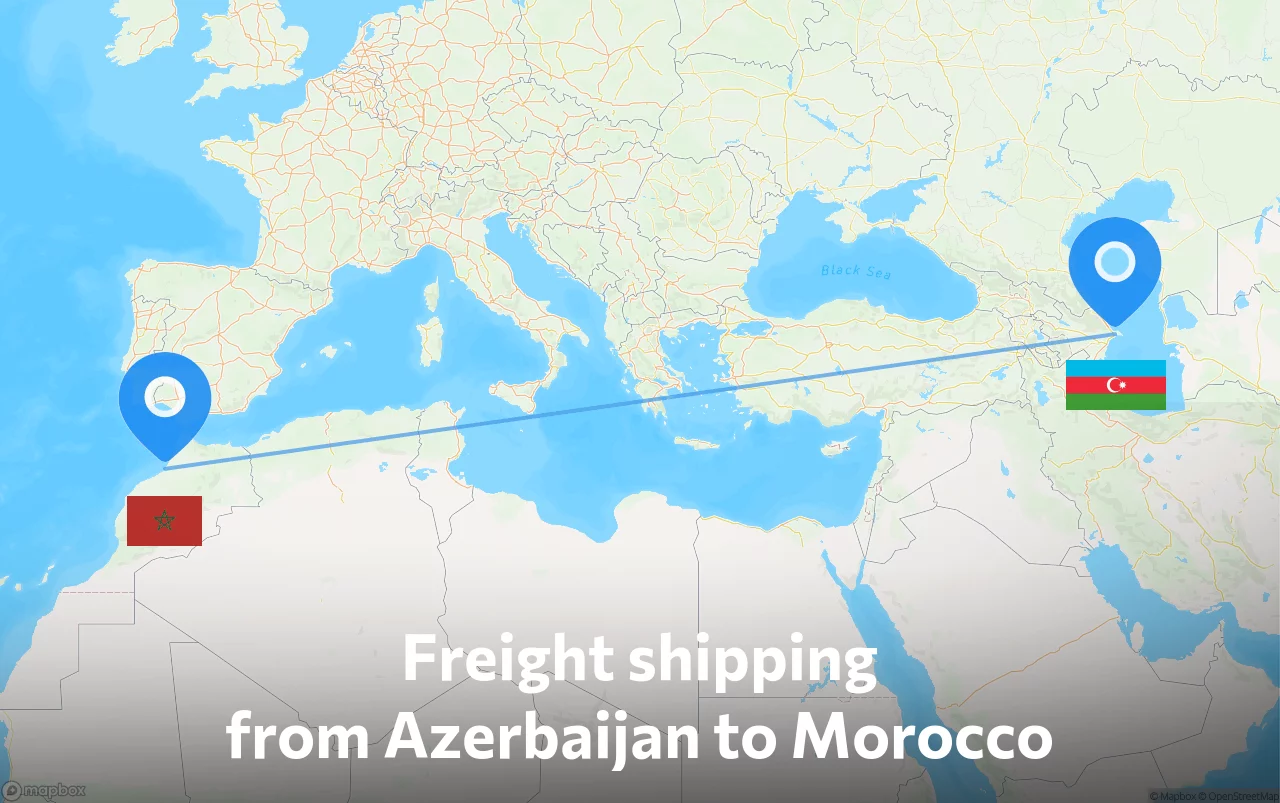 Shipping route from Azerbaijan to Morocco