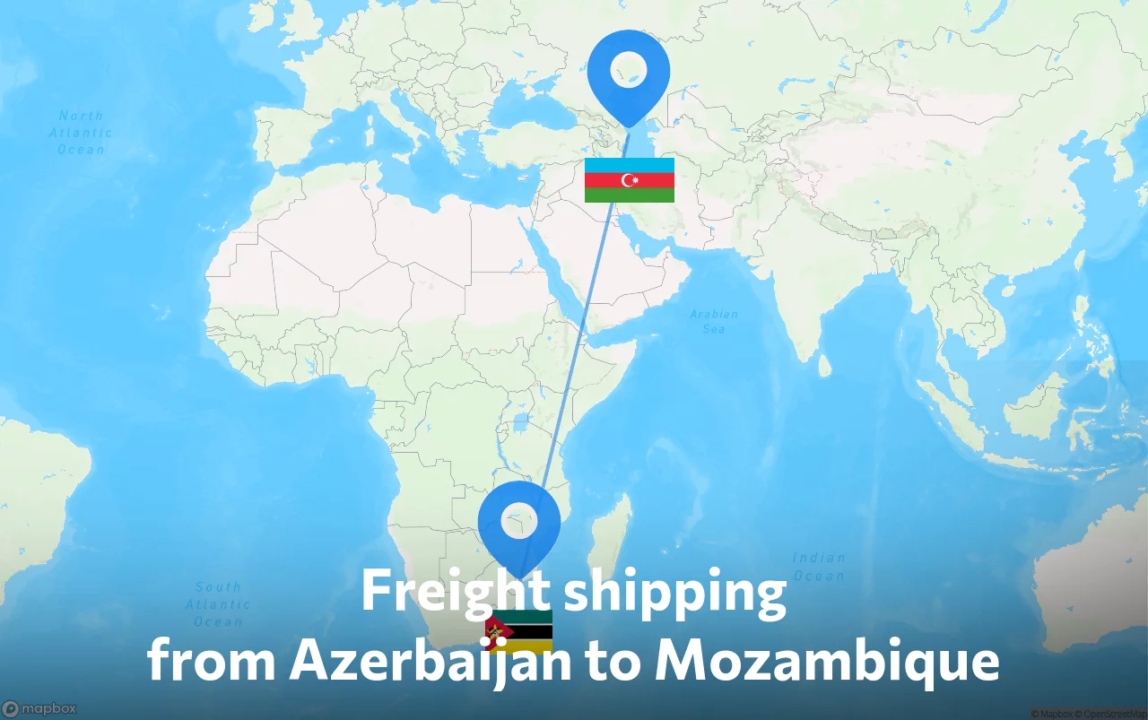 Shipping route from Azerbaijan to Mozambique