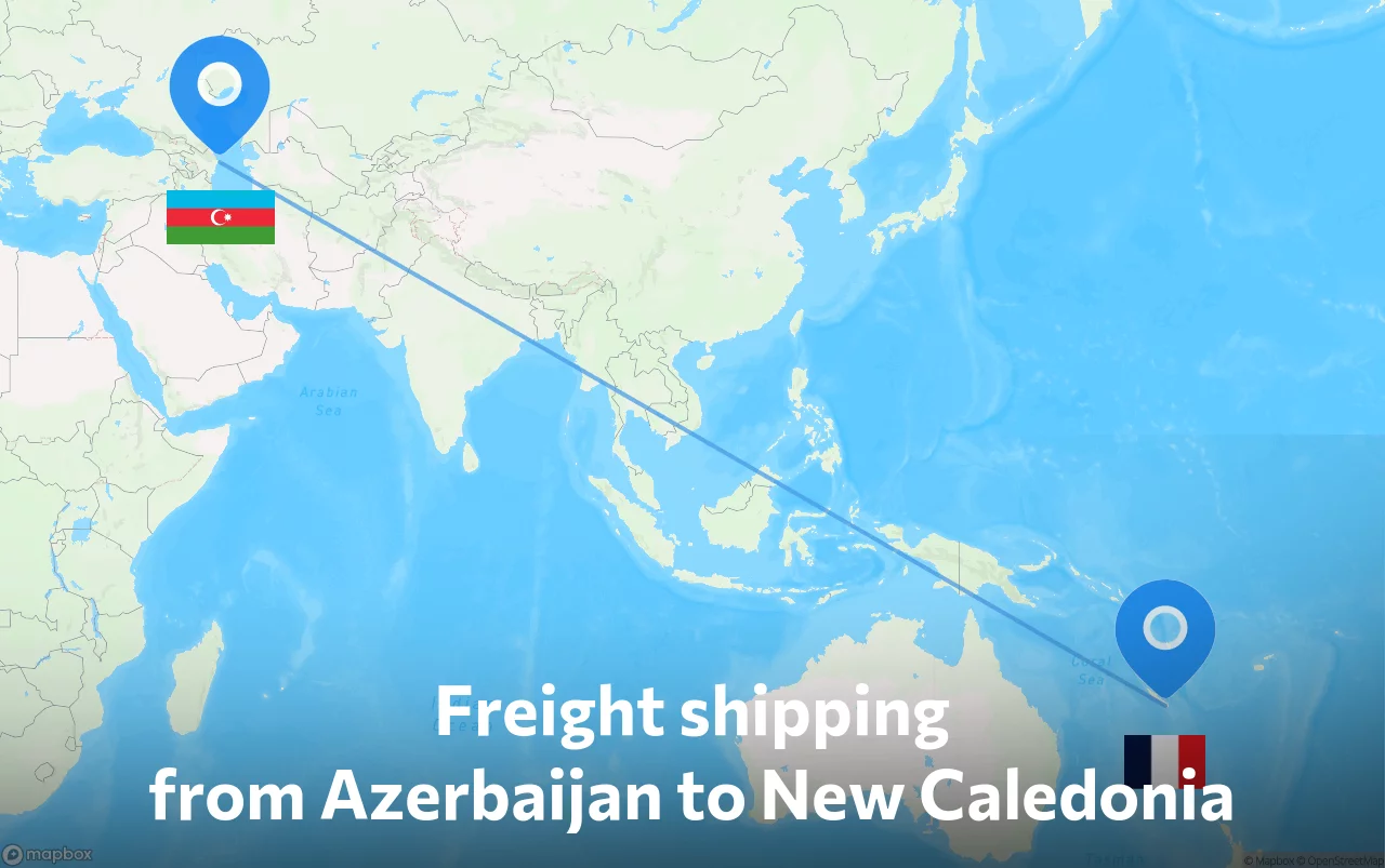 Shipping route from Azerbaijan to New Caledonia