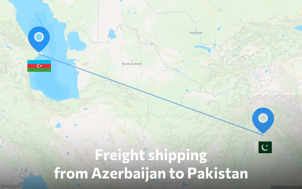 Shipping route from Azerbaijan to Pakistan