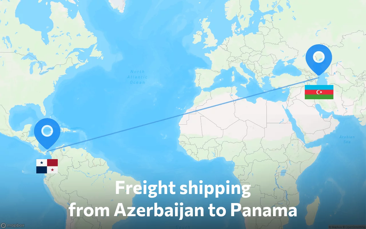 Shipping route from Azerbaijan to Panama