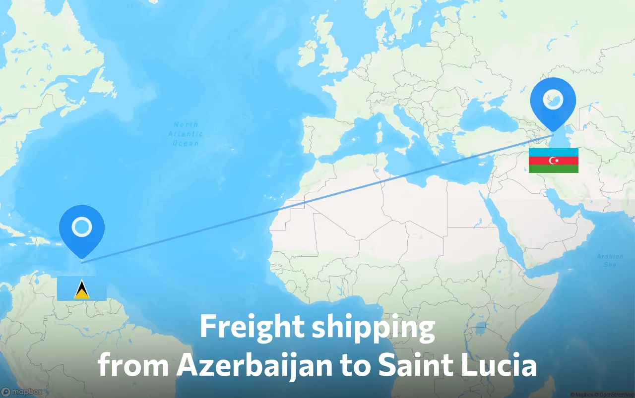 Shipping route from Azerbaijan to Saint Lucia