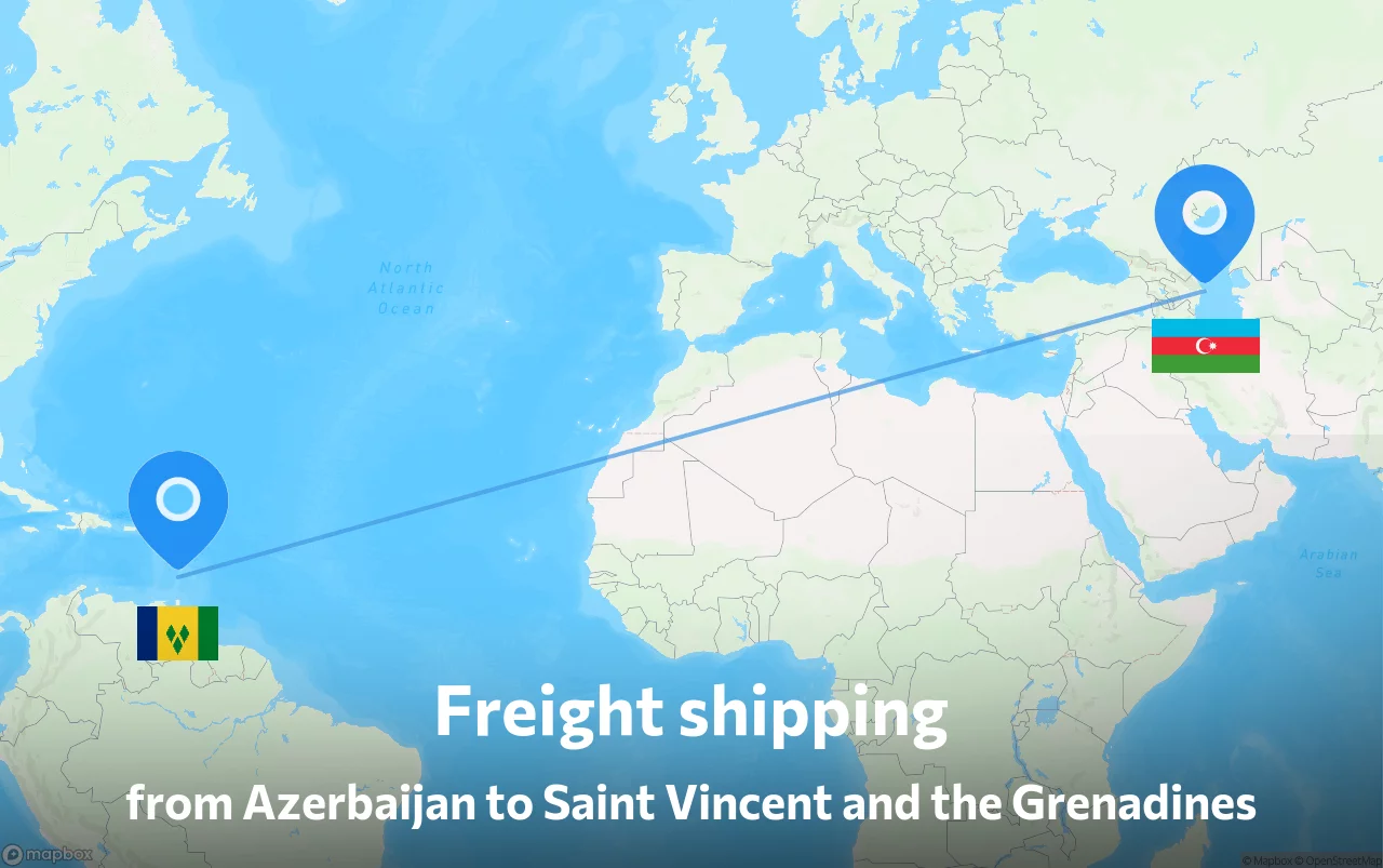 Shipping route from Azerbaijan to Saint Vincent and the Grenadines