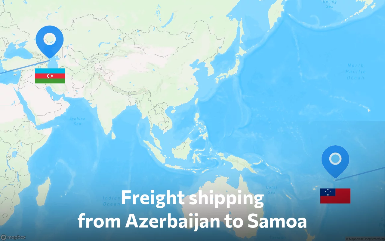 Shipping route from Azerbaijan to Samoa