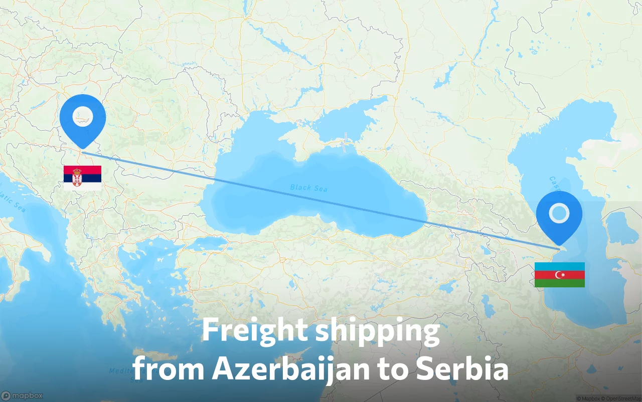 Shipping route from Azerbaijan to Serbia